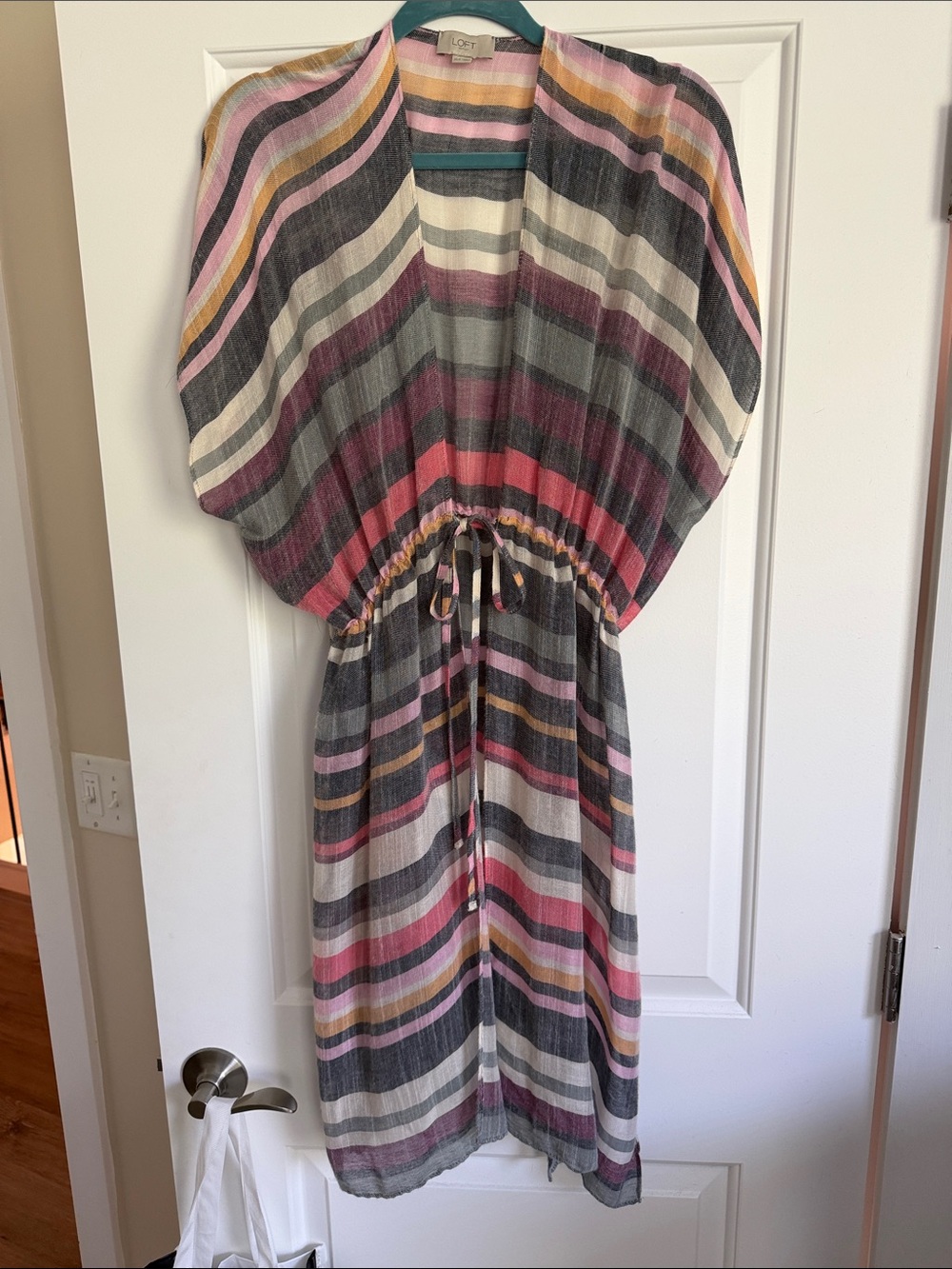 LOFT Chambray Stripe Shawl Dress Coverup XS/S